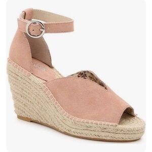 Seychelles Espadrille Wedge Blush Pink Leather sz 9.5